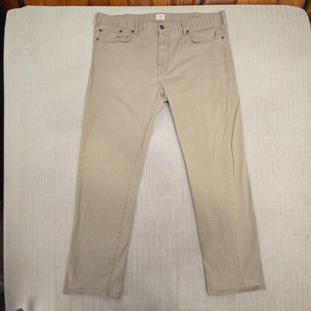 Dockers Jeans Mens 40x32 Beige Denim Straight Fit Flat Front 5-Pocket Pants